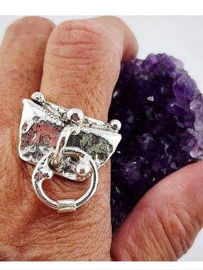 KINETIC RING STRESS-RELIEF W/MOVEMENT HANDMADE RECYCLED STERLING SILVER SIZE 7.5